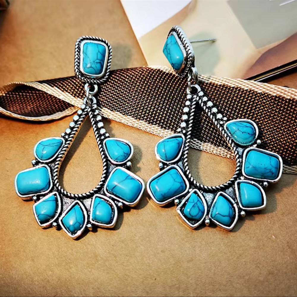 COPY - Vintage Boho Colorful Turquoise Drop Dangle Earrings NEW